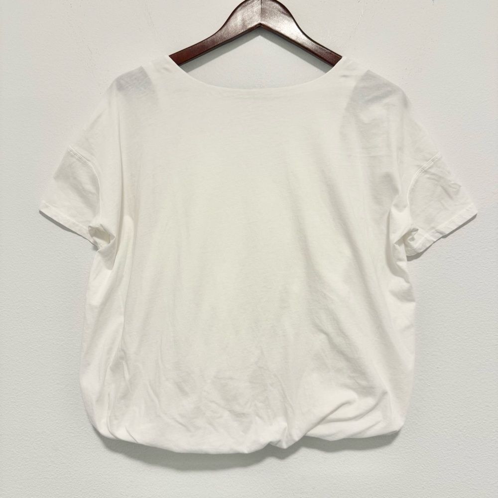 Maeve Anthro Oversized V-Neck Cotton Bubble Tee White Short Sleeve Size XS - Picture 8 of 8